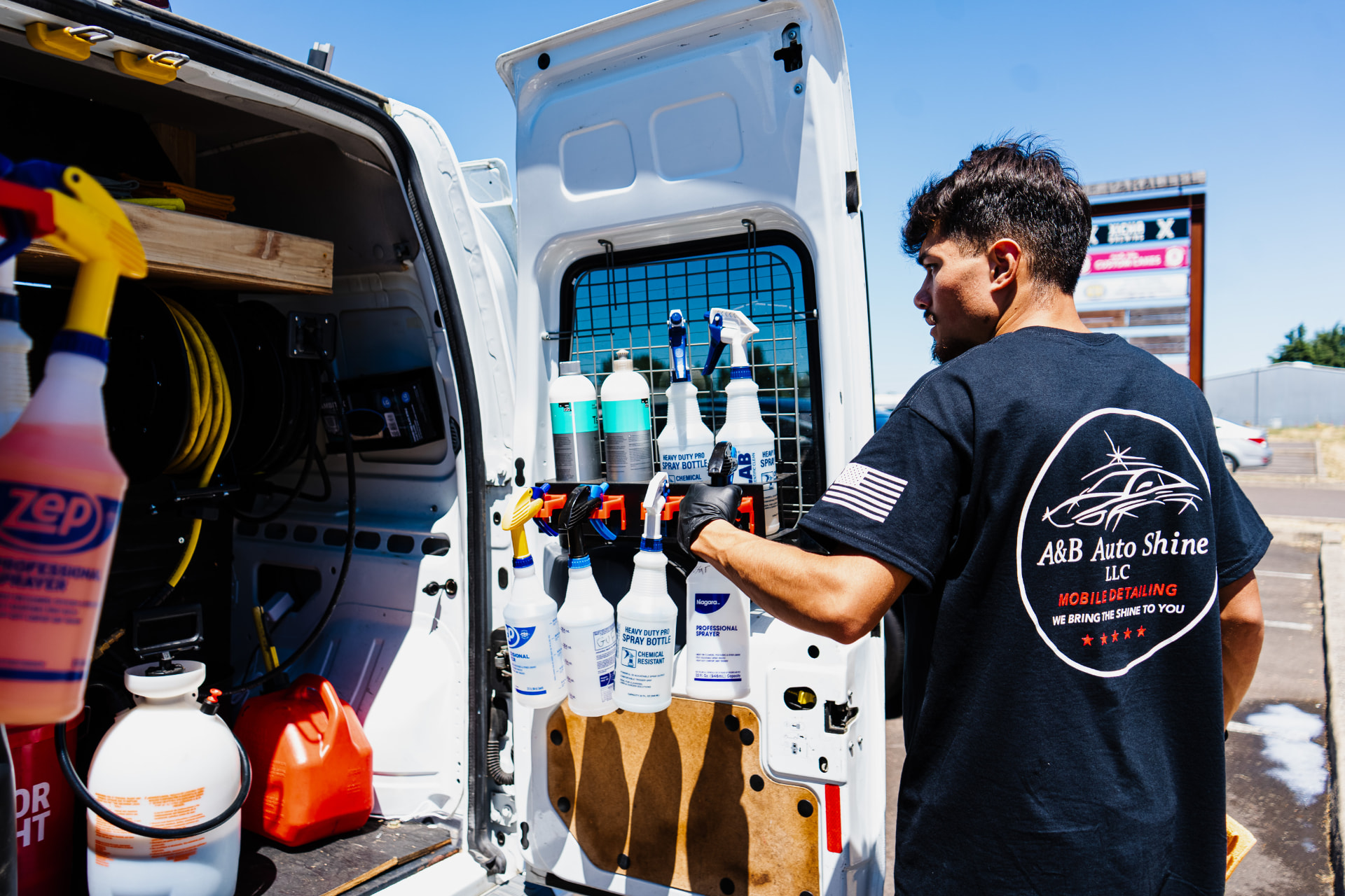 A&B Auto Shine mobile detailing van loaded with equipment